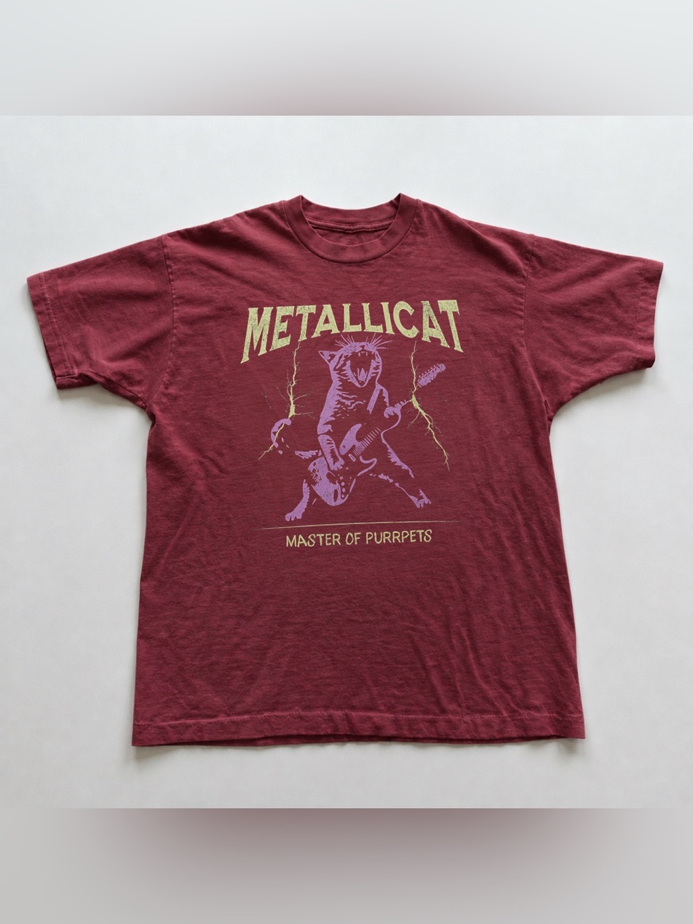 Antique CherryRed Maroon 'Metallicat' Graphic Tee